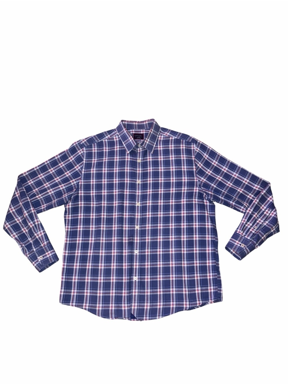 EUC UNTUCKit Men’s Navy Red Plaid Button-Down Shirt Large